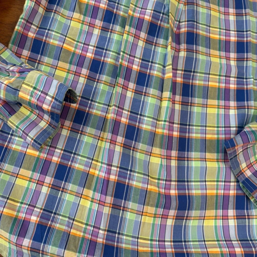 Ralph Lauren Multicolor purple blue yellow Plaid Shirt size large 14-16